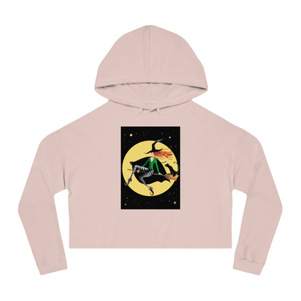 A Witch’s Moonlit Flight Women’s Cropped Hooded Sweatshirt