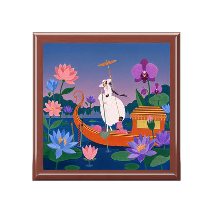 🪷🛶 The Lady Of The Lotus Lake Jewelry Box – Art Deco Garden Voyage