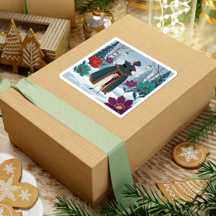 🏮❄️ The Winter Lantern Promenade Kiss-Cut Sticker – Art Deco Holiday Fantasy