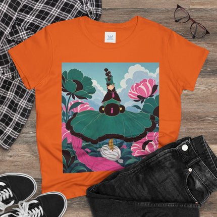 💚🌸 The Emerald Blossom Enchantress Cotton Tee – Art Deco Floral Fantasy