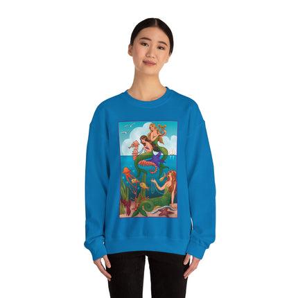 Three Mermaids with Strings of Pearls by Carlo Chiostri Heavy Blend™ Crewneck Sweatshirt