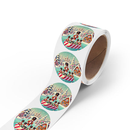Nutcracker Candy-Striped Adventure Round Sticker Label Rolls