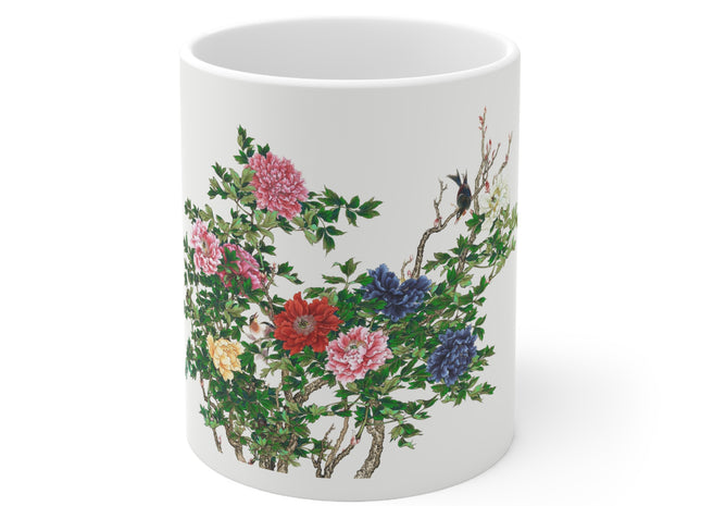 Peonies and Birds by Okamoto Shuki Ceramic Mug 11oz