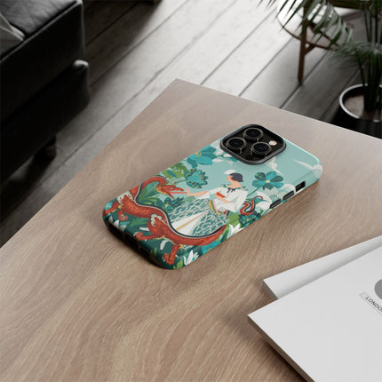 🐉🌿 The Dragon Keeper Phone Case – Art Deco Floral Fantasy