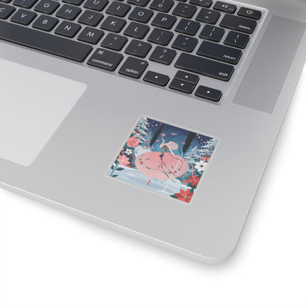 🎠❄️ The Christmas Carousel Dream Kiss-Cut Sticker – Art Deco Holiday Fantasy