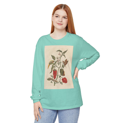 Botanical Pl.15 by Maria Sibylla Merian Garment-dyed Long Sleeve T-Shirt