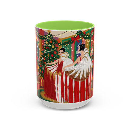 🎄💃 The Christmas Mirror Duet Colorful Mug – Art Deco Holiday Elegance