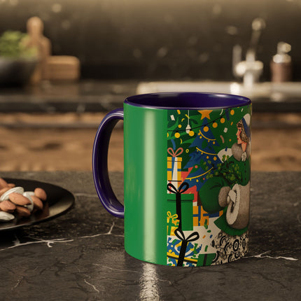 🍀🎄 The Emerald Holly Christmas Colorful Mug – Art Deco Holiday Elegance