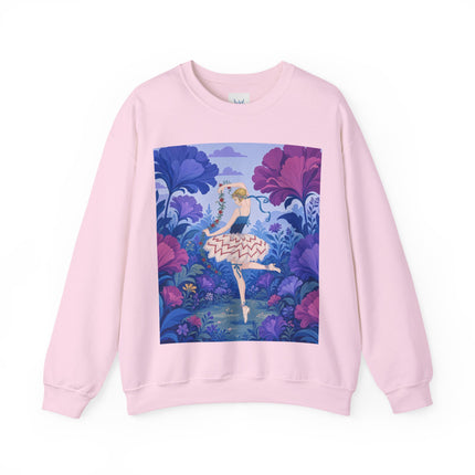 🌸🩰 The Enchanted Garden Ballet Crewneck Sweatshirt – Art Deco Floral Whimsy