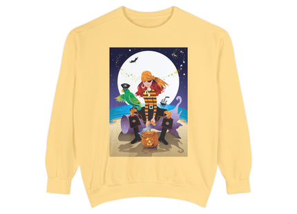Moonlit Pirate Halloween Unisex Garment-Dyed Sweatshirt