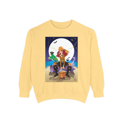 Moonlit Pirate Halloween Unisex Garment-Dyed Sweatshirt