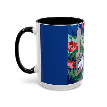 The Lady Of The Scarlet Bow Colorful Mugs – Art Deco Botanical Archer Elegance