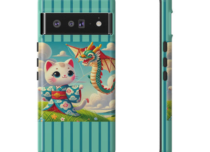 Geisha Kitten and the Dragon Kite Phone Cases