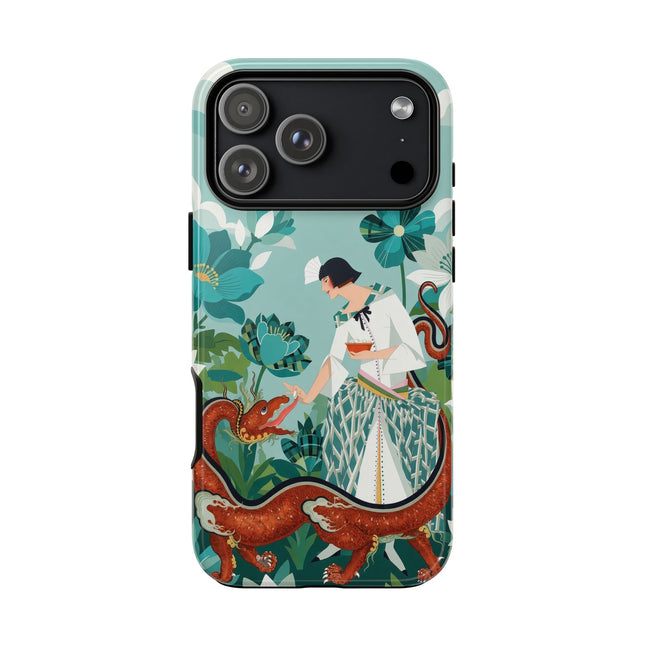 🐉🌿 The Dragon Keeper Phone Case – Art Deco Floral Fantasy