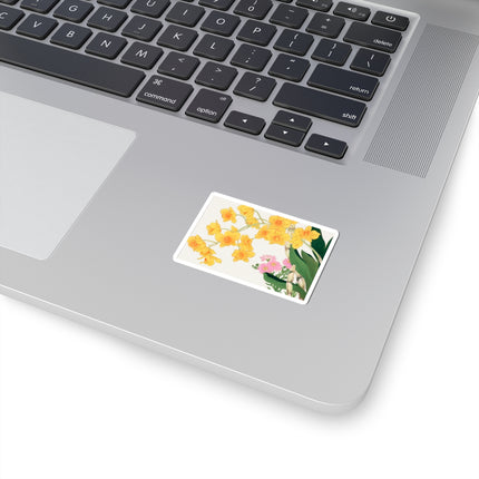 Golden Bow Orchid by Tanigami Kônan Kiss-Cut Stickers (4 Sizes)