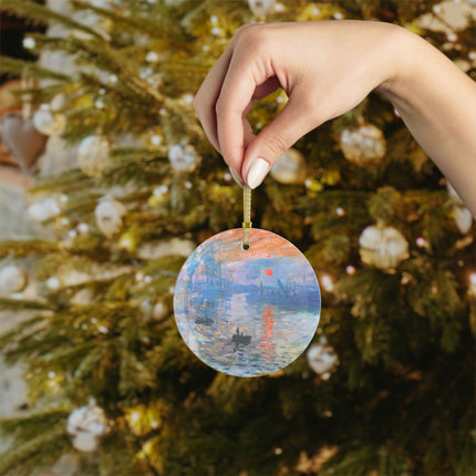 Sunrise by Claude Monet Glass Ornament