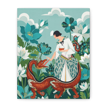 🐉🌿 The Dragon Keeper Placemat – Art Deco Floral Fantasy