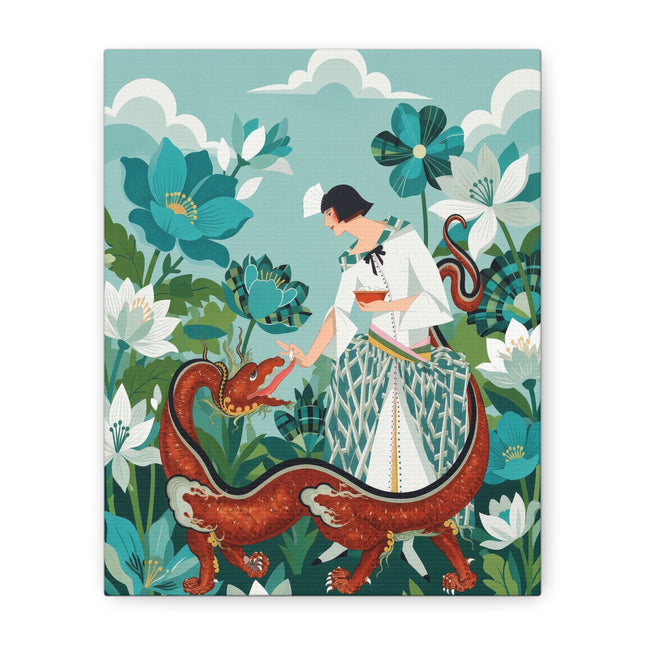 🐉🌿 The Dragon Keeper Placemat – Art Deco Floral Fantasy