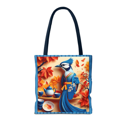 Blue Jay at an Autumn Tea Ceremony Tote Bag (AOP)