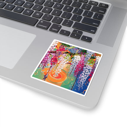Golden Wisteria Elegance Kiss-Cut Stickers (4 Sizes)