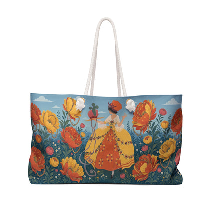 🌼🧡 The Golden Blossom Garden Promenade Weekender Bag – Art Deco Floral Whimsy