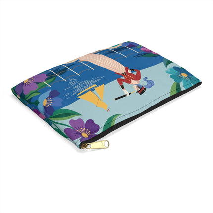 🌊🔭 The Lady Of The Seaside Lookout Accessory Pouch – Art Deco Nautical Adventure