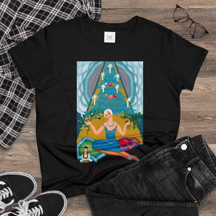 Art Deco Christmas Elegance Women's Midweight Cotton Tee
