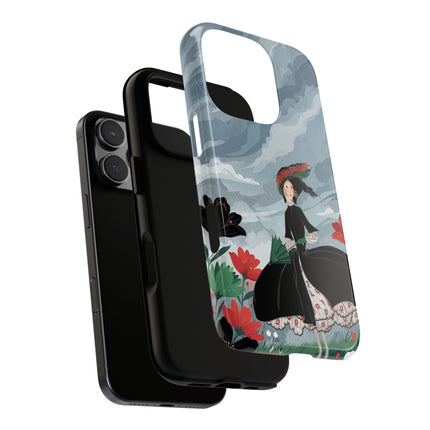 🌧️🌺 The Stormy Flower Walk Phone Case – Art Deco Floral Fashion
