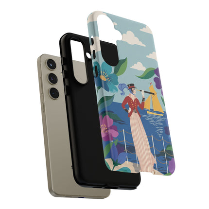 🌊🔭 The Lady Of The Seaside Lookout Phone Case – Art Deco Nautical Adventure