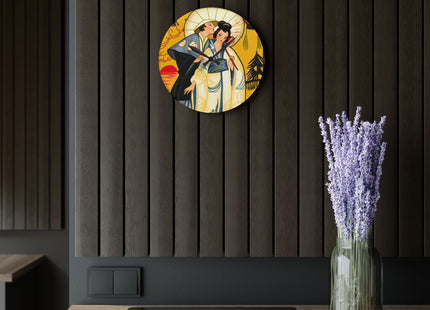 Golden Embrace Acrylic Wall Clock