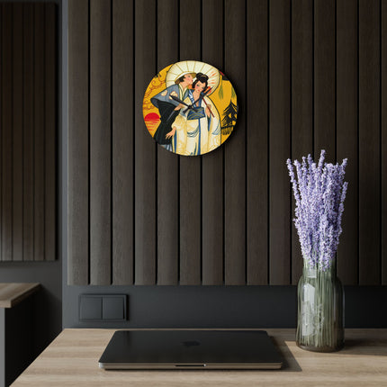 Golden Embrace Acrylic Wall Clock