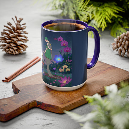 Moonlit Incense Ceremony Colorful Mugs – Art Deco Meditation Garden