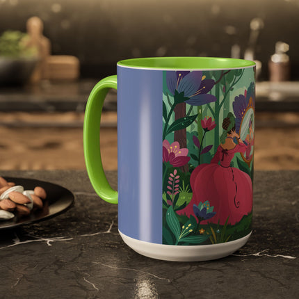 The Lady Of The Enchanted Mirror Colorful Mugs – Art Deco Botanical Elegance