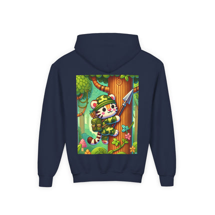 Stealthy Stripes Youth Hooded Sweatshirt – Adventure, Courage & Jungle Spirit