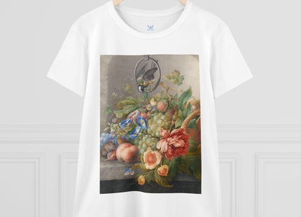 Still Life With Flowers, Fruit, A Great Tit And A Mouse by Herman Henstenburgh Women's Midweight Cotton Tee