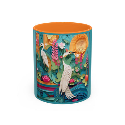 Elegant Egret Oasis Colorful Mugs (11oz, 15oz)