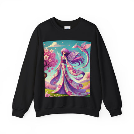 Petals in the Wind: The Kimono Fairy and the Sky Dragon Heavy Blend™ Crewneck Sweatshirt