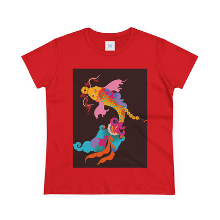 Golden Koi Women's Midweight Cotton Tee – Prosperity & Vibrant Energy