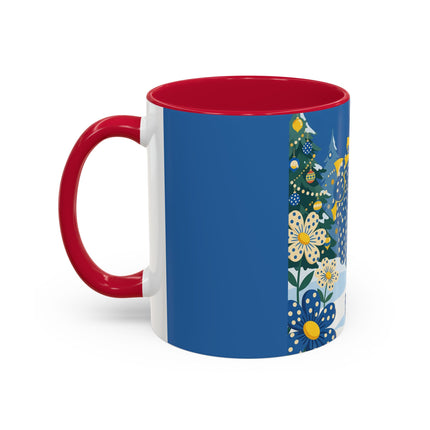 💙🌼 The Bluebell Christmas Promenade Colorful Mug – Art Deco Holiday Fantasy