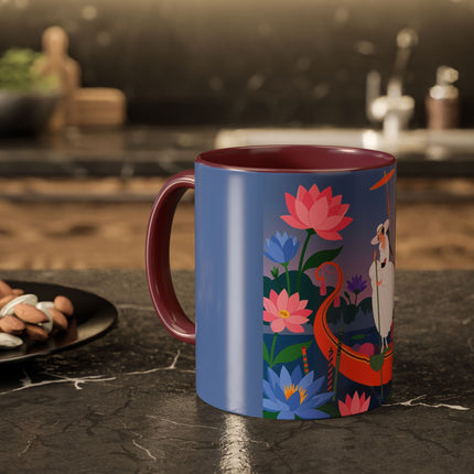 The Lady Of The Lotus Voyage Colorful Mugs – Art Deco Botanical Elegance