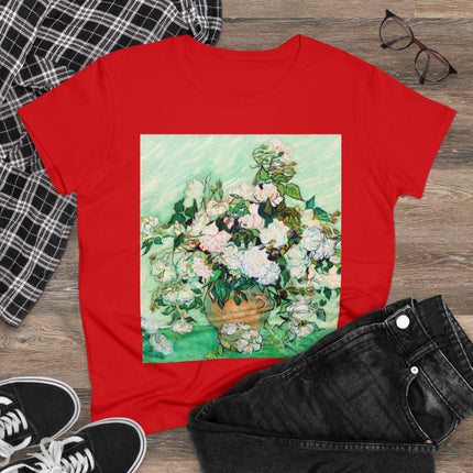 Roses by Vincent Van Gogh Women's Midweight Cotton Tee