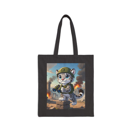 The Snow Leopard Lookout Cotton Canvas Tote Bag – Adventure, Curiosity & Fearless Style