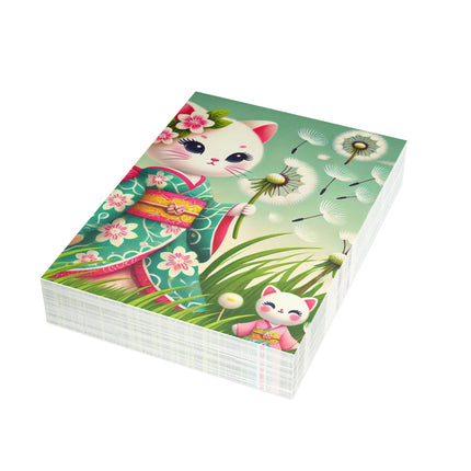 Geisha Kitten and the Dandelion Wish Postcard Bundles (envelopes included) - Bundles of 10, 30, 50 Pieces