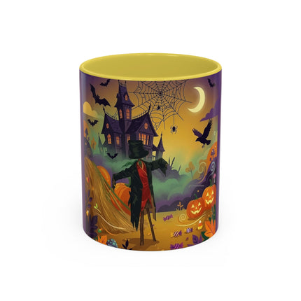 🌙🎃 The Scarecrow Of Haunted Hollow Colorful Mug – Whimsical Halloween Mystery