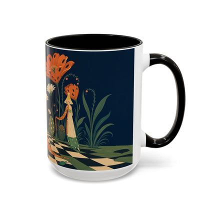 🌼🧡 The Midnight Floral Masquerade Colorful Mug – Art Deco Fashion Fantasy