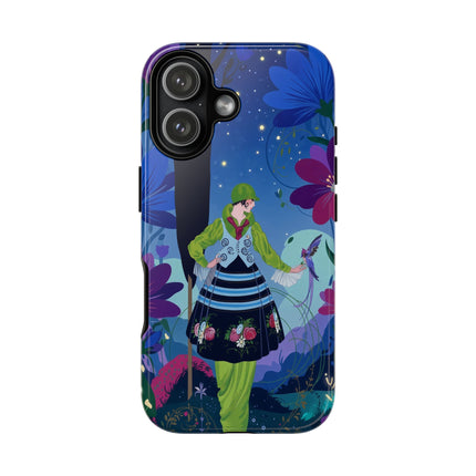 🌸🐦 The Lady Of The Midnight Bird Garden Phone Case – Art Deco Floral Fantasy