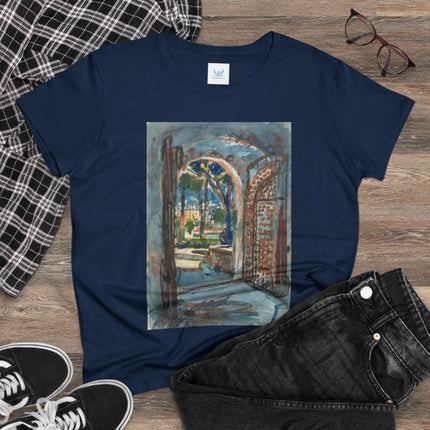 Gate in S. Miniato by Martin Monnickendam Women's Midweight Cotton Tee