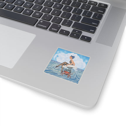 🦀🌊 The Seaside Crab Ride Kiss-Cut Stickers – Art Deco Beach Whimsy