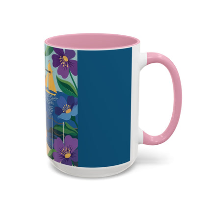 The Lady Of The Golden Horizon Colorful Mugs – Art Deco Coastal Elegance