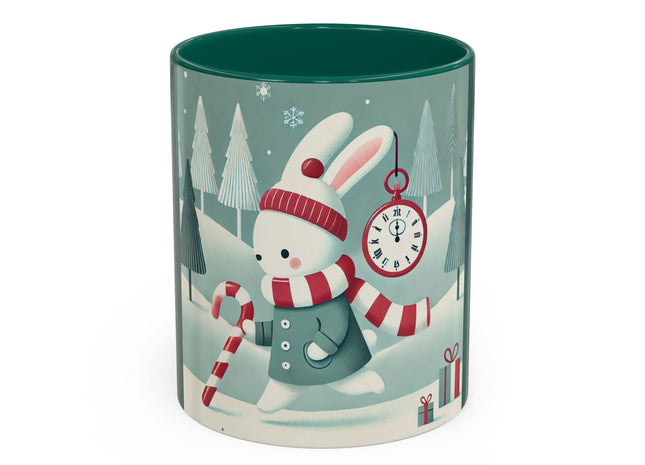 Candy Cane Timekeeper Bunny Colorful Mugs (11oz, 15oz)